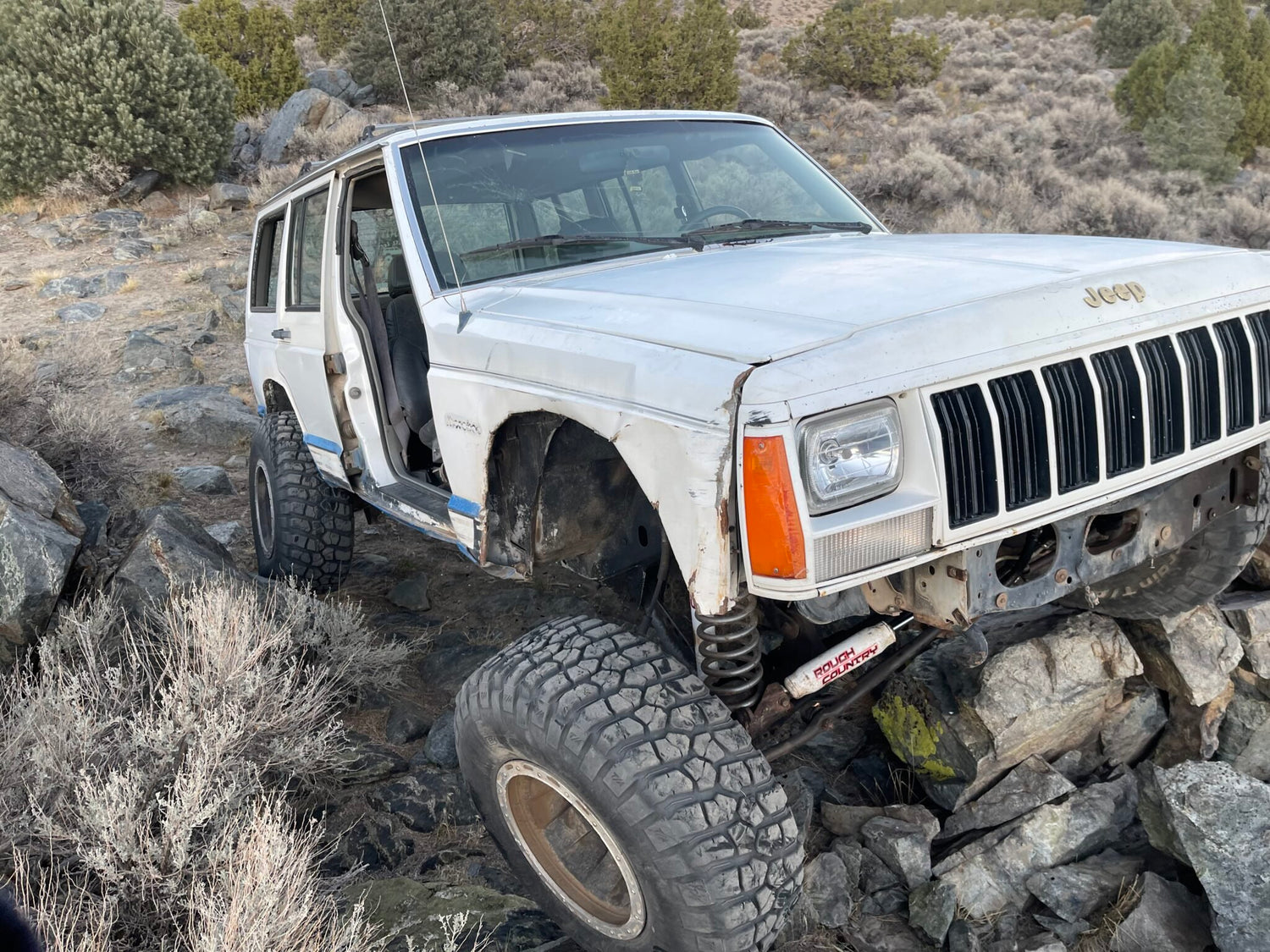 What is going on with white Jeep?